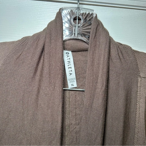 Athleta Brown Knit Open Front Cardigan Women’s XL minimal basic fall cozy career - Picture 3 of 6